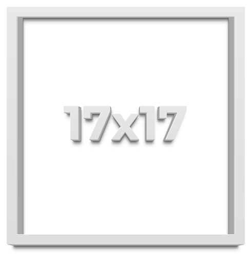 17x17 Shadow Box White Solid Pine Wood Picture Frame with Acid-Free Backing UV Acrylic & Hanging Hardware with 0.75 Inches of Usable Depth and 0.75 Inches Frame Moulding Width