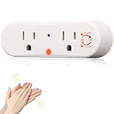 Kingdder 1 Pcs Clapping Light Control for Bedroom Lights Plug in with Dual Outlets, Sound Activated Switch Wireless Sockets for Lamps, Fans, Small Appliances (White)