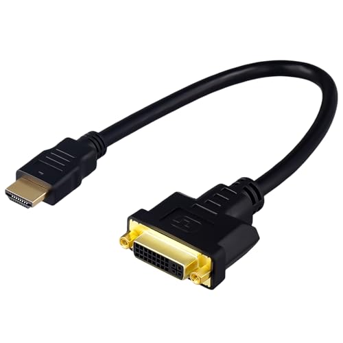 HDMI to DVI Cable, Adapter Cable Bi-Directional, Female DVI Dual Link to Male HDMI, Cable Converter Supports Monitor, PC, TV, Projector, 1080p Full HD 60Hz, Compatible With Nintendo Switch, DVD