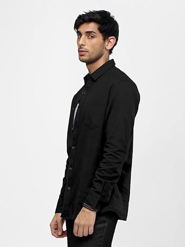 Image of Men's Khaadi Cotton Cuff Sleeves Solid Casual Shirt for Everyday Wear