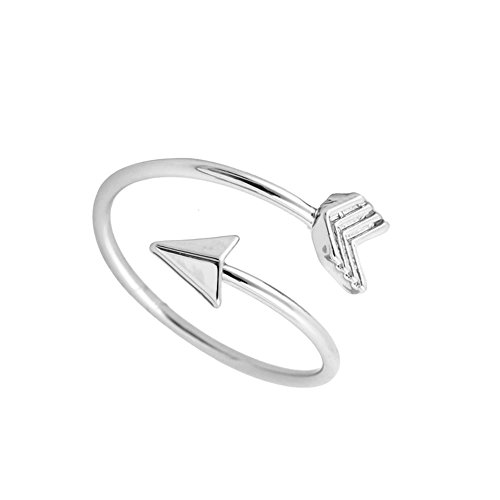 Noumanda Adjustable Gold Silver And Rose Gold Plated Simple Small Arrow Rings For Women (Silver) #TOP19