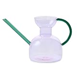 Modern Sprout Plant Watering Can - Handcrafted from Borosilicate Glass - Long Spout Vessel for Indoor Plants - 32 Oz Capacity - Multipurpose Watering Can & Flower Vase for Houseplants (Purple/Emerald)
