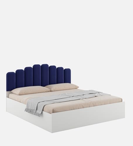 Image of Castle Queen Size Box Bed, Engineered Wood, Blue Finish | Modern & Space-Saving | Knock-Down Delivery