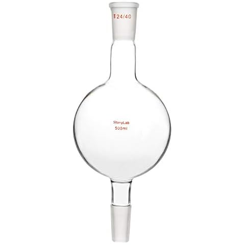 stonylab Glas Chromatographie Reservoir, Borosilikatglas Chromatography Reservoir mit Standard 24/40 Joint für Laboratorien - 500 ml Cover