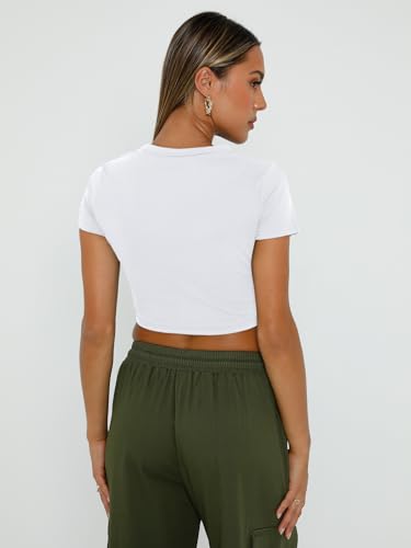 WYNNQUE Womens Crop Tops Cute Summer Scoop Neck Basic Tees Slim Fit Trendy Short Sleeve T Shirts for Teen Girls 20254