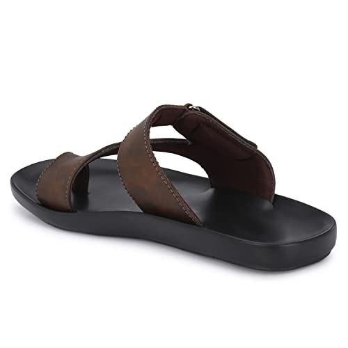 Image of Azzaro Black Men's Sandals | Stylish Strap Sandal with Grip Insole | Comfortable Casual Footwear for Office, Travel & Everyday Walking
