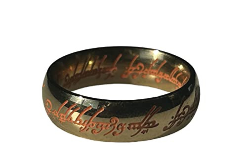 Générique LE SEIGNEUR DES ANNEAUX : BAGUE ACIER OR ELFIQUE PHOSPHORESCENTE GLOW/NUIT (54)