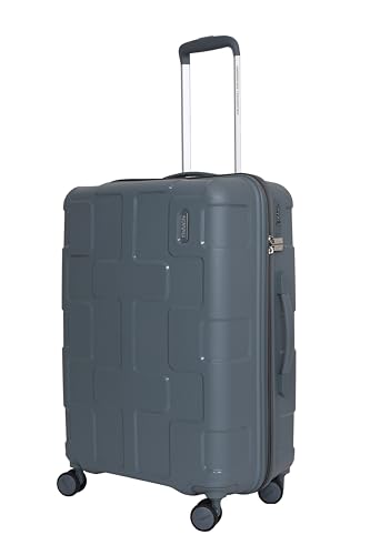 Image of American Tourister Cuboid | Cabin Trolley Bag (55 cm) | 360 8 Wheel Travel Luggage | Hard Case Polypropylene Suitcase | Recessed Combination Lock | Stormy Grey