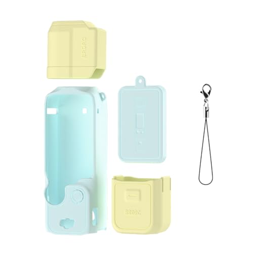 XBERSTAR Pocket 3 Silicone Case for DJI OSMO Pocket 3 Case Silicone Cover Lens Screen Protective Case with Anti-Lost Rope, Blue Yellow, Camera Silicone Case