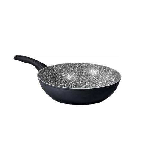 Wintem Wok saltapasta de 32 cm de aluminio reciclado y mango ergonómico de acero inoxidable – Doble fondo patentado de 16,6 cm y apto para todo tipo de superficies de cocción – Resistente hasta 300 °C