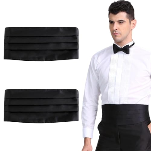 2 Piezas De Sello De Cintura Para Hombres, Sello De Cintura De Vestir, Accesorios De Traje, Sello De Cintura De Satén Negro, Accesorios De Ropa De Fiesta.