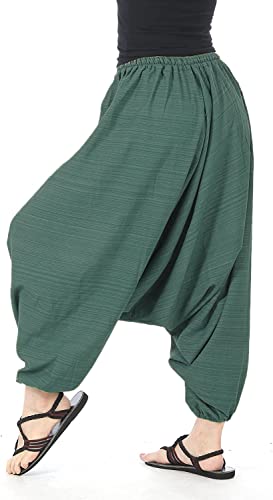 Image of Whitewhale Mens Women Cotton Stripe Aladdin Loose Baggy Boho Hippie Harem Pants