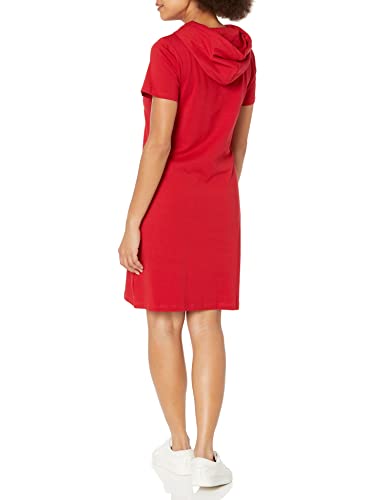 Calvin Klein Women's Short Sleeve Midi Hoodied T-Shirt Dress, Red, Medium #TOP27