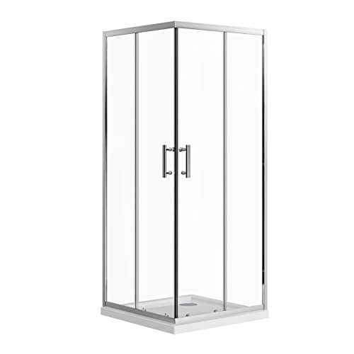 Box doccia 80x80 angolare scorrevole h190 vetro temperato trasparente 6mm trattamento anticalcare maniglia in acciaio inox 304 mod. Tenerife