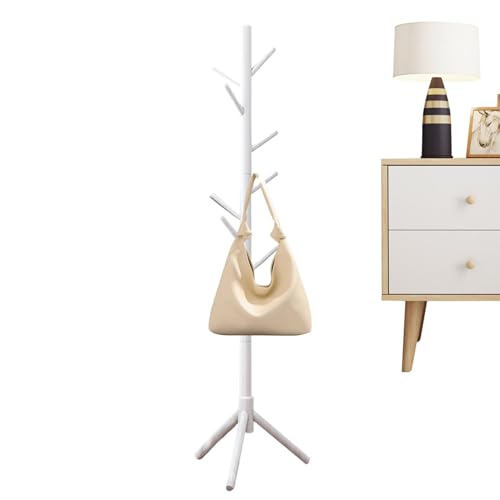 Perchero de madera - soporte para sombrero simple, perchero para entrada, pasillo, dormitorio | Perchero independiente, perchero de madera con 8 ganchos, perchero estable