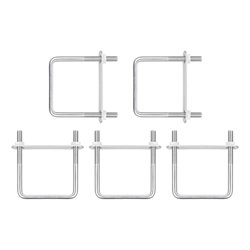 Image of DTGN M8x70x100mm(ThreadxWxL) Square U Bolt - 5Pack - Good for Trailer Pipe Replacement Parts - 304 Stainless Steel U Shape Bolts