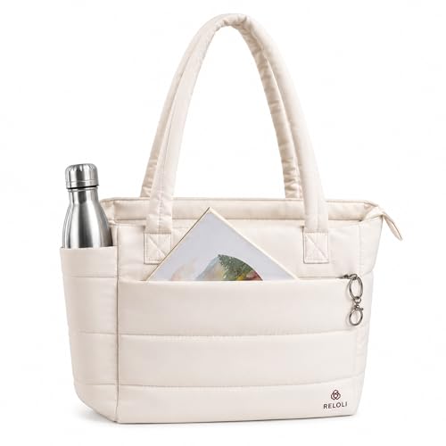 Reloli Bolsa Tote Puffer Feminina, Leve, Para Notebook 15,6' e Dia a Dia – Acolchoada, Espaçosa, Ideal para Trabalho, Faculdade, Academia e Viagem de Mão