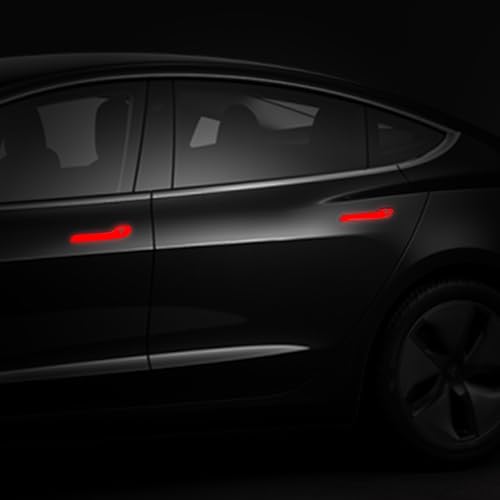 Image of IPG Compatible for Model 3 / Model Y /Juniper Door Handle Decal Sticker Wrap Kit (Set of 4) with Tesla Logo Personalize Your Tesla (Reflective Series - Red)
