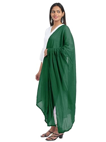 Image of Miraan Solid Pure Cotton Dupatta with Pom Pom Border, 2.25 meters length (DUPCOTTON)