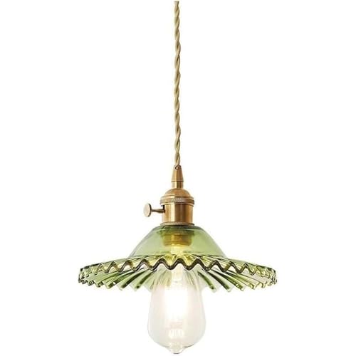 Suspension luminaire en cuivre et verre soufflé vert pour une décoration premium