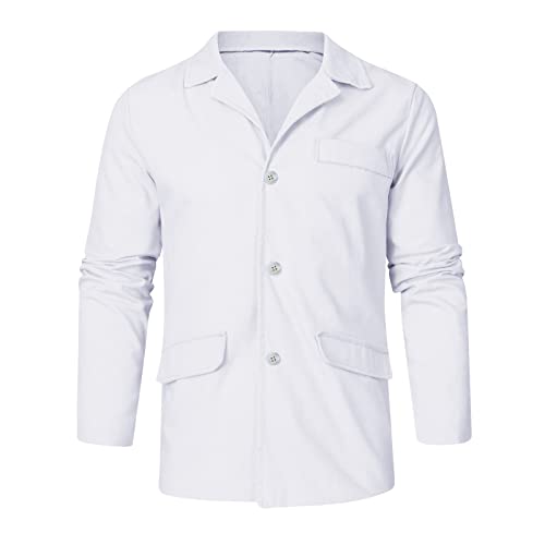 Men's Casual Blazers Loose Fit Long Sleeve Button Down Solid Lapel Collar Jackets Lightweight Business Work Shirts Plus Size3