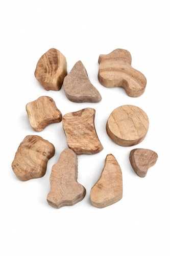 Image of Hashcart | Set of 10 | Religious Shape Wooden Printing Blocks Stamping for Scrapbooking | Kids Project | Art Craft | Handcarved Stamps for Tattoo Print