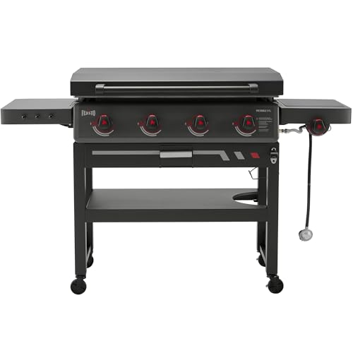 Image of Feasto 36-Inch 4 Burner Propane Flat Top Grill with Hood and Side Burner
