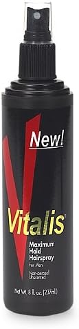 UUX Vitalis Maximum Hold Hairspray for Men, Pump, Unscented 8 fl oz (Pack of 4)
