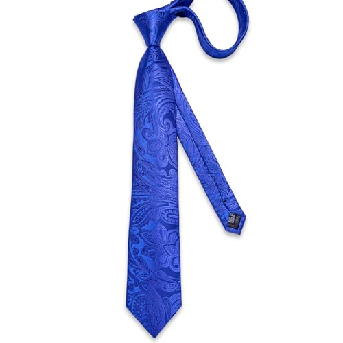 Image of DiBanGu Paisley Ties for Men Silk Necktie and Pocket Square Cufflinks Tie Clip Set Woven Classic Mens Tie for Wedding Party