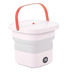 Draagbare Opvouwbare Wasmachine met LCD-display – Mini-emmerwasmachine voor op Reis, Slaapzalen, Campers – Hogesnelheidsmotor, Geavanceerde Reiniging – Geïntegreerde (PINK)