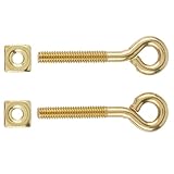 Plain Brass Eye Bolts with Nuts for Bail Pull Mounting - Pack of 2 - Screw Eye Hook - Antique Eyelet Screw | FB1-SB
