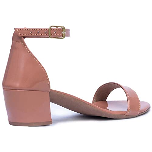 Sandália Feminino Salto Baixo Quadrado Confortável Af3.02 Y Cor:nude;tamanho:38