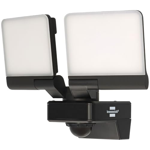 Brennenstuhl Connect WiFi Foco LED doble WFD 3051 P con detector de movimiento (36W, 4300lm, IP54, varias funciones de luz ajustables a través de la app, foco de exterior para montaje en pared)