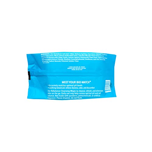 Good Clean Love Rebalance Personal Moisturizing & Cleansing Wipes, Naturally Reduces Odor & Supports Vaginal Health, Ph-Balanced Feminine Hygiene Product, 60 Biodegradable Wipes #TOP4