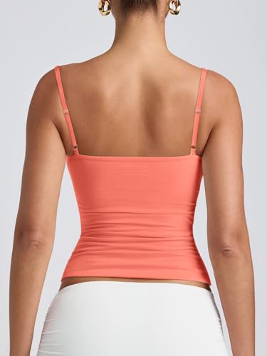 Image of PINKMSTYLE Women's Basic Double Lined Scoop Neck Tank Tops Adjustable Cami Tank Summer Sleeveless Tops