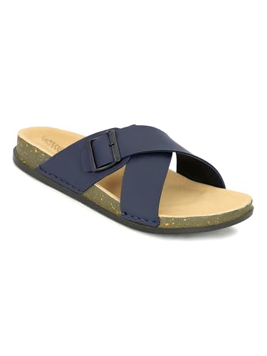 Image of Men Cross Strap Buckle Slippers | Casual Sandals for Men | Comfortable Footwear | Stylish Slip-On Sandals | Anti-Slip Rubber Sole
