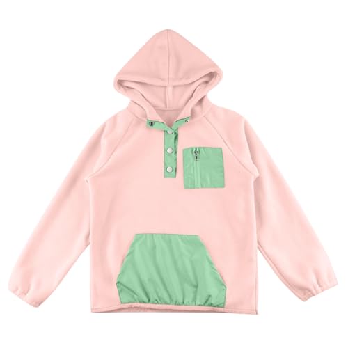 Cute Hoodies For Girls Color Block Sherpa Fleece Hooded Sweatshirt Teen Girl Winter Warm Button Down Pullover Jackets4