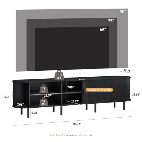 Image of ComfyCorner 86.6 inch Mid Century Modern TV Stand with Sliding Doors for 90 inch TV