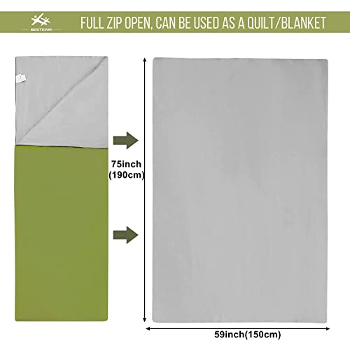 Besteam Warm Weather Sleeping Bag - Portable, Waterproof, Compact Lightweight, Packable With Compression Sack For Camping Backpacking Hiking, For Kids, Teens Adults - Spring Summer Fall(Army Green) #TOP2
