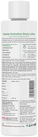 TAC - The Ayurveda Co. Intense Hydration Body Lotion with Aloe & Almond Oil for Dry Skin & Moisturization - Suitable for Women & Men - All Skin Types 100ml