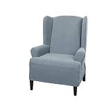 MAYTEX 4300315 Pixel Ultra Soft Stretch Wing Back Arm Furniture Cover 1 Piece Steel Blue Chair Slipcover