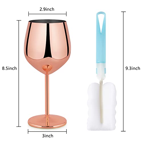 Lifecapido Stainless Steel Wine Glasses Set Of 2, 18Oz Copper Wine Glasses, Stainless Steel Wine Goblets With Cup Brush For Party Office Wedding Anniversary, Great For Red White Wine #TOP6