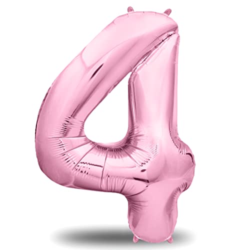 envami Ballon Anniversaire 4 ans - 101 CM Ballon Chiffre - Deco Kit Anniviersaire Garçon - Happy Birthday Decoration - Ballon Joyeux Anniversaire - Vole Grâce à l'Hèlium, Rose Cover