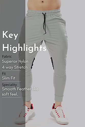 Image of FUAARK Men's Nylon Lycra Stretchable Jogger Trackpants with Zipper Pockets
