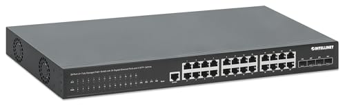 Image of Intellinet 28-Port L2+ Fully Managed PoE+ Switch - with 24 Gigabit Ethernet Ports and 4 SFP+ Uplinks - 370W Power Budget, 30W per Port Max - 3 Yr Mfg Warranty - 561846