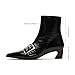 Vaslemuse Women Booties Buckle Ankle Boots Kitten Low Heel Eyelet Booties Sexy Pointy Toe Fashion Dress Short Boots with Zips - Black 6