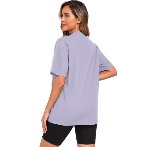 Womens Oversized Cotton T Shirts Crewneck Short Sleeve Tops Heavyweight Casual Loose Fit Drop Shoulder Fashion Tees4
