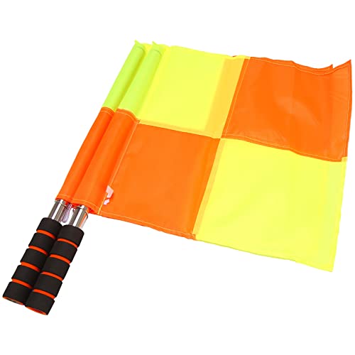 Hacbop Soccer Referee Flags with Carrying Bag Football Judge Linesman Sideline Fair Sports Match Flags Referee Equipment, Green & orange