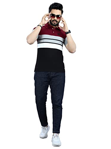 Image of Men's Regular Fit Striped Polo T-Shirts