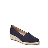 LifeStride Womens Kamilla Wedge Espadrilles Lux Navy Linen 8 W
